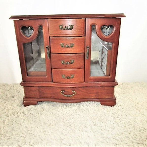 Vintage Storage & Organization Vintage Wood And Glass Jewelry Box